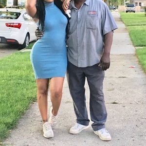 Blue Sleeveless Turtle neck dress